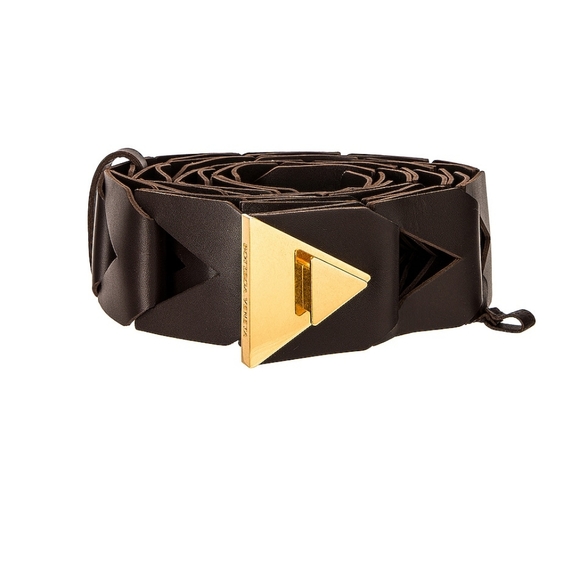 BOTTEGA VENETA Cutout 5cm Belt, gold tone hardware, black calf leather main image 4
